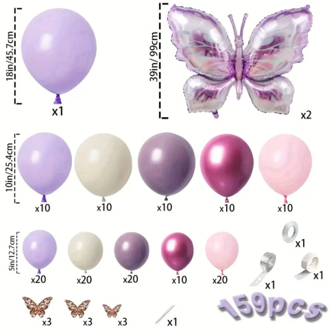 OGROMNY zestaw balonów Motyl 159 szt. OGROMNY zestaw balonów Motyl 159 szt.