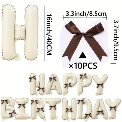 Zestaw balonów Happy Birthday z kokardkami Zestaw balonów Happy Birthday z kokardkami
