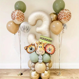 Zestaw balonów na trzecie urodziny Safari