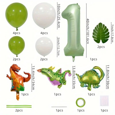 Zestaw balonów na drugie urodziny Dinozaury Zestaw balonów na drugie urodziny Dinozaury